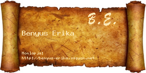 Benyus Erika névjegykártya